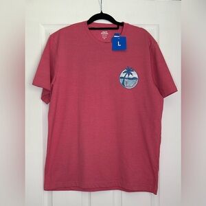 Izod Men's Pink Tee with Palm Graphic